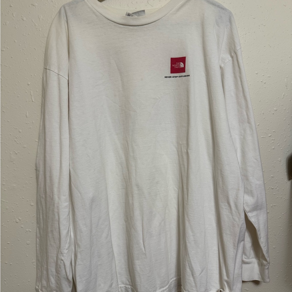 White Long Sleeve North Face Box Logo Shirt